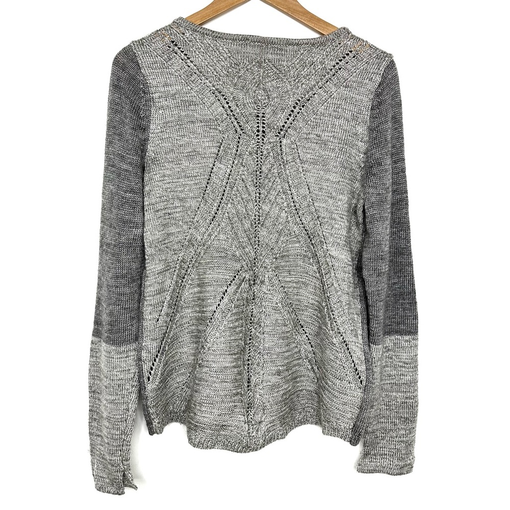 Outback Red Gray Colorblock Knit Lace Back Wool Blend Sweater Sz M